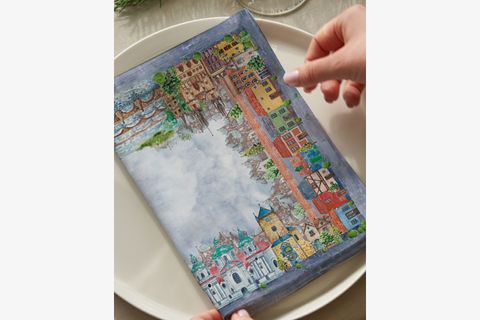 ŞEHİR MANZARASI PAMUKLU DÖRT ADET PEÇETE