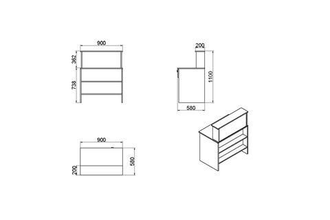 VENÜS HİLAL ÇEKMECELİ BANKO, SEKRETER MASASI, ÇAM BEYAZ, 90 CM