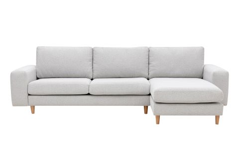 MERLİN MİNİ KÖŞE KOLTUK, NATUREL AYAK, KALIN KOL, RECYCLED KUMAŞ, AÇIK GRİ