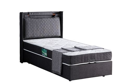 ZAGREB  BAZA BAŞLIK VE COMFORT YATAK SETİ, ANTRASİT, 90X200