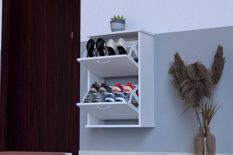 UMAY ASMA 52 CM 2 DÜŞER KAPAKLI AYAKKABILIK, BEYAZ