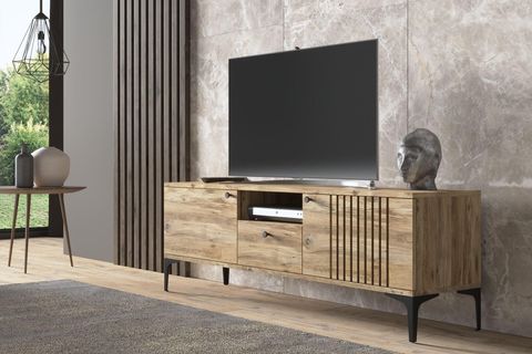 ELİT ÇITA KAPAKLI TV ÜNİTESİ, ATLANTİK ÇAM SİYAH, 150 CM