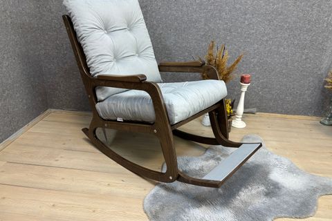 KONTES SALLANAN SANDALYE, BUZ MAVİSİ, KOYU CEVİZ