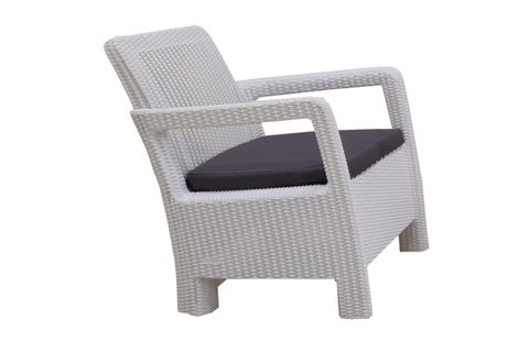 TARİFA ÜÇLÜ PLASTİK RATTAN BAHÇE OTURMA GRUBU BEYAZ