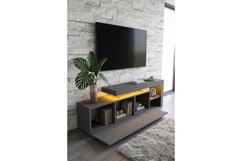 LUMA LED IŞIKLI TV ÜNİTESİ, ANTRASİT, 160 CM