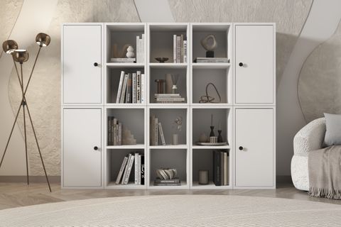 LEKSA 4 KAPAKLI RAFLI KİTAPLIK 160 CM BEYAZ KTP-1143-Ç