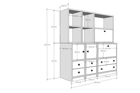 LEKSA DÜŞER KAPAKLI ÇEKMECELİ KİTAPLIK 130 CM BEYAZ KTP-1309-Ç