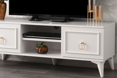 PRESTİJ TV SEHPASI, BEYAZ, 130X45X49