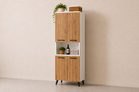 LİSTRA 4 KAPAKLI ÇOK AMAÇLI DOLAP, ÇAM BEYAZ, 170,8 CM