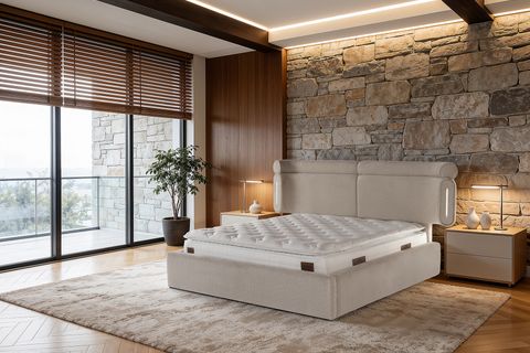 MELODİ KARYOLA BAŞLIK TRAVERS VE YATAK SETİ, KREM, 150X200