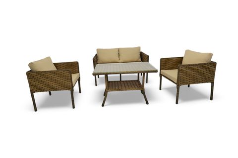 LETRA RATTAN İKİLİ BAHÇE MOBİLYASI, KAHVERENGİ