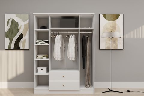 SPRİNG GARDIROP, 4 KAPAKLI, 2 ÇEKMECELİ, 140X50X180 CM