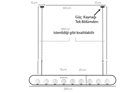SULTAN DOKUZLU AVİZE, BEYAZ CAMLI SİYAH KASALI