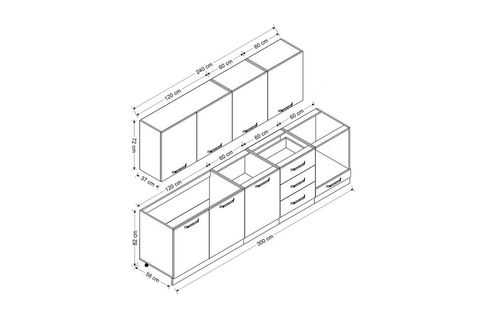 MİNAR BASİC 300 CM MUTFAK DOLABI BEYAZ 300-B10