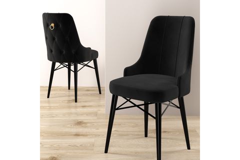 ROVENA MONA AÇILABİLİR MUTFAK MASASI TAKIMI, SİYAH MERMER DESEN, SİYAH, 132X80