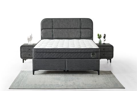 DARK BAZA BAŞLIK YATAK SETİ, ANTRASİT, 150X200