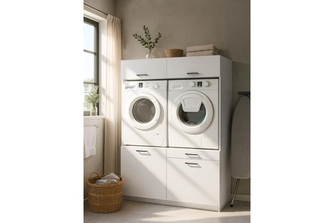 LİPA ÇAMAŞIR VE KURUTMA MAKİNESİ BANYO DOLABI, KİRLİ SEPETLİ, BEYAZ