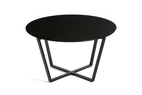 LENNY ORTA SEHPA SİYAH METAL AYAK SİYAH CAM TABLA