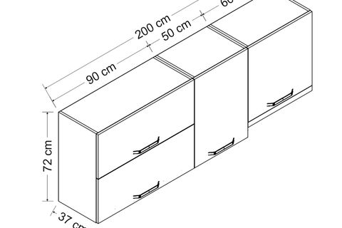 MİNAR 200 CM MUTFAK DOLABI BEYAZ 200-B7-ÜST MODÜL