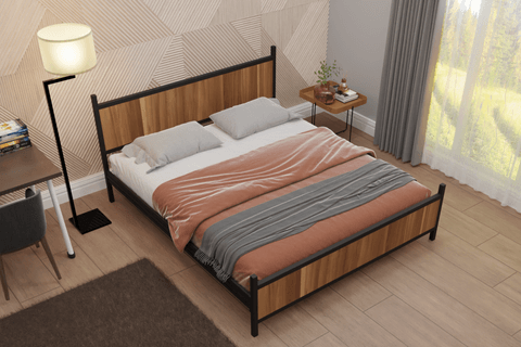 GM 305 MODERN ÇİFT KİŞİLİK METAL SİYAH CEVİZ KARYOLA 150X200