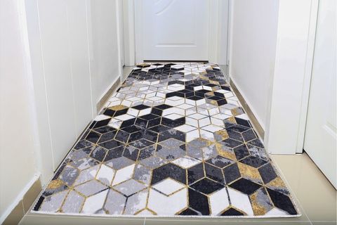 YIKANABİLİR SİYAH PETEK DESEN HALI 100X150