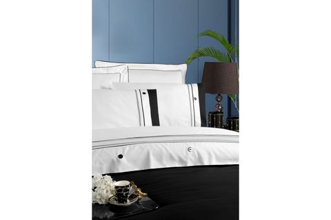 SİLKAREA OCTAVİA NEVRESİM TAKIMI, %100 PAMUK SATEN, KİNG SİZE, SİYAH BEYAZ