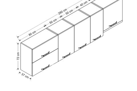 MİNAR 280 CM MUTFAK DOLABI BEYAZ 280-B7-ÜST MODÜL