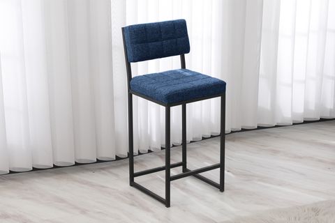 RİVA BAR MUTFAK SANDALYESİ, SİYAH AYAKLI, LACİVERT