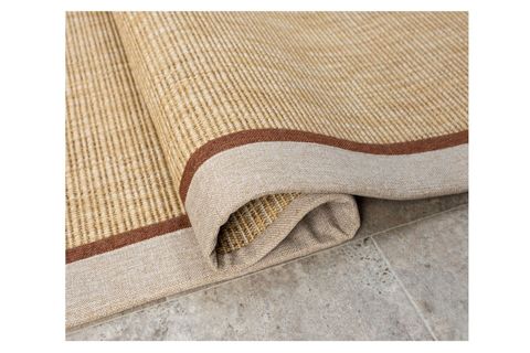 ÇİFT BORDÜRLÜ HASIR DOKULU SİSAL SALON MAKİNE HALISI, BEJ, 120X400, 663, TERRA BEJ