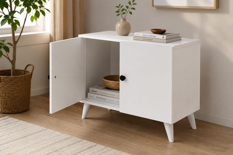 LUNA KOMODİN, BEYAZ, 2 KAPAKLI ÇEKMECESİZ