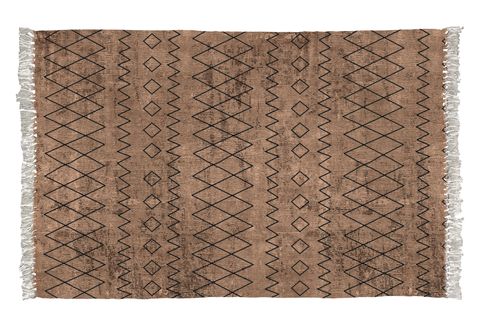 ETNİK İSKANDİNAV DESENLİ DOKUMA KİLİM, YIKANABİLİR, KAHVERENGİ, 150X230