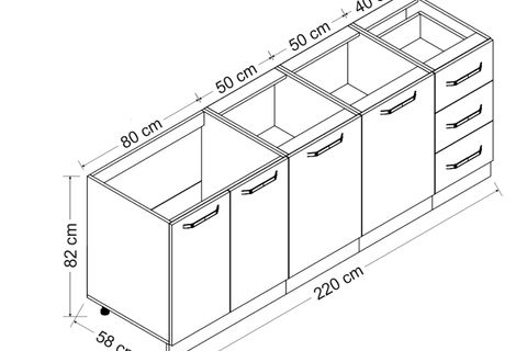 MİNAR 220 CM MUTFAK DOLABI BEYAZ DORE 220-D2-ALT MODÜL