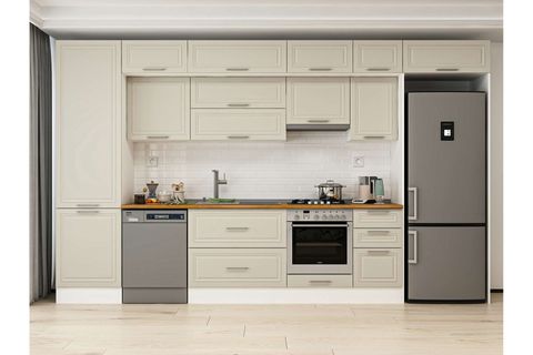 ALVİNKA 395X240 CM KLASİK MEBRAN MUTFAK DOLABI, MBB E90B60S45 1 MEBRAN KUMTAŞI MDF