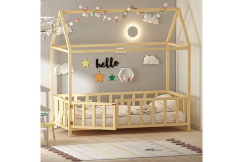 GİVAYO WOOD'S TEDDY MONTESSORİ KAPILI KARYOLA, ÇAM, 90X190