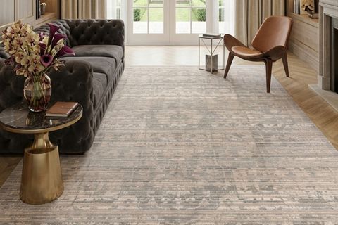 PERA HALI GÜMÜŞ GRİ VE BEJ ESKİTME DESENLİ MODERN HALI FMRT01 60X90 CM