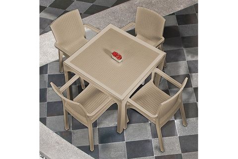 HOLİDAY MARKİZ RATTAN CAMLI BAHÇE BALKON MASA TAKIMI 4 SANDALYELİ KAPUÇİNO