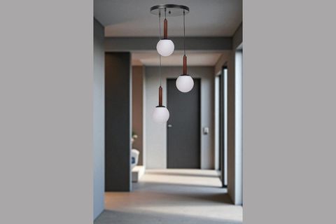 IŞIL ÜÇLÜ TEPSİLİ CEVİZ BEYAZ CAMLI SARKIT