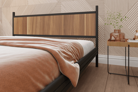 GM 305 MODERN ÇİFT KİŞİLİK METAL KARYOLA, SİYAH CEVİZ, 160X200