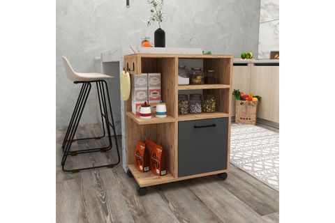REBUSA TEKERLEKLİ ÇOK AMAÇLI MUTFAK BANYO DOLABI VE AYAKKABILIK, ATLANTİK ÇAM ANTRASİT