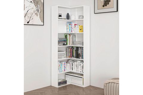 ADEL KÖŞE KİTAPLIK, BEYAZ, 5 RAFLI