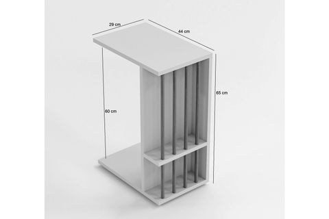 DİON TEKERLEKLİ YAN SEHPA, BEYAZ