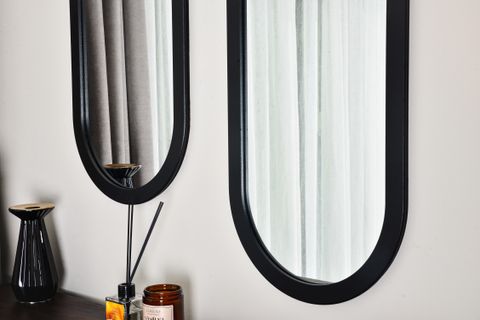 DFN WOOD OVALİNE OVAL SİYAH İKİLİ KONSOL AYNASI, 35X95 CM