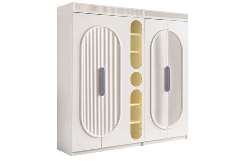 ATHENA 4 KAPAKLI LEDLİ KİTAPLIKLI DOLAP, GRİ