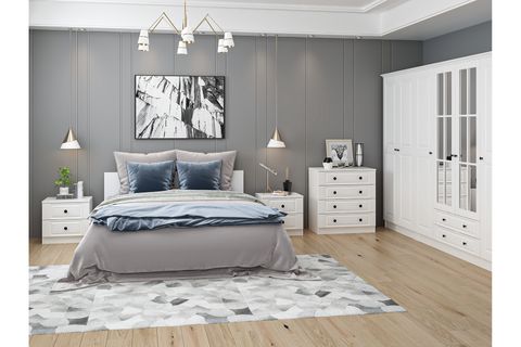 KALE210 YATAK ODASI TAKIMI, BEYAZ MEBRAN, 6 KAPAKLI, SET 70