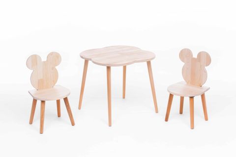 DOĞAL AHŞAP ÇOCUK MASA VE SANDALYE TAKIMI, FARE