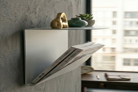 GALVANİZ METAL DERGİLİK RAF, AÇIK GRİ, 20X30X5 CM