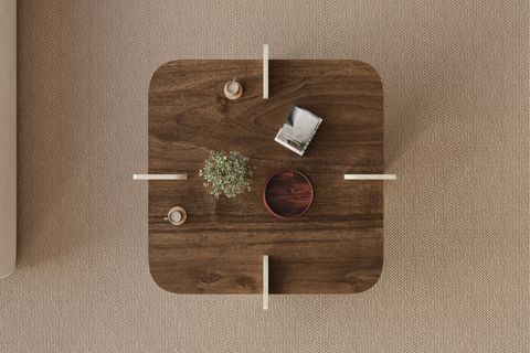 POALLA İSKANDİNAV BOHEM CEVİZ DESEN ORTA SEHPA, CEVİZ