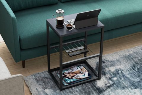 TEDİ METAL AYAKLI DEKORATİF TEL RAFLI YAN SEHPA, ANTRASİT