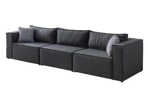 SOFT SIRT MİNDERLİ KİTAPLIKLI MODÜLER KÖŞE KOLTUK TAKIMI, KETEN, ANTRASİT