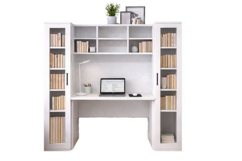 MERİSA CAM KAPAKLI 2 KİTAPLIKLI ÇALIŞMA MASASI, BEYAZ